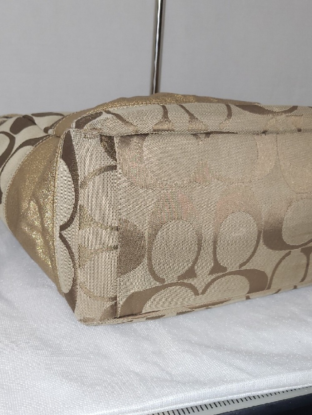 Coach Khaki Signature Tote with Gold Trim - Picture 12 of 16